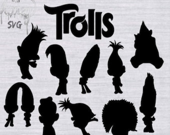 Trolle Mohn SVG Bundle, Trolle svg, Troll svg, Mohn svg, Trolle svg, svg-Dateien für Silhouette, Cricut, dxf, Princess Poppy SVG-Dateien 2