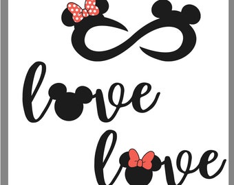 Amor de Mickey y Minnie Mouse, Infinito, SVG, EPS, DXF, PNG