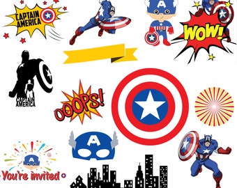 Captian America SVG Bundle/Captain America Mask,/DIY Invitation/ T shirt design/ Svg/eps/dxf/png