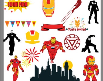 Iron Man SVG Bundle/Iron Man/DIY Einladung/ T-Shirt Design/ Svg/eps/dxf/png