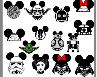 Star Wars Mickey Minne Ears svg, dxf, png, eps, cut files – mickey svg File