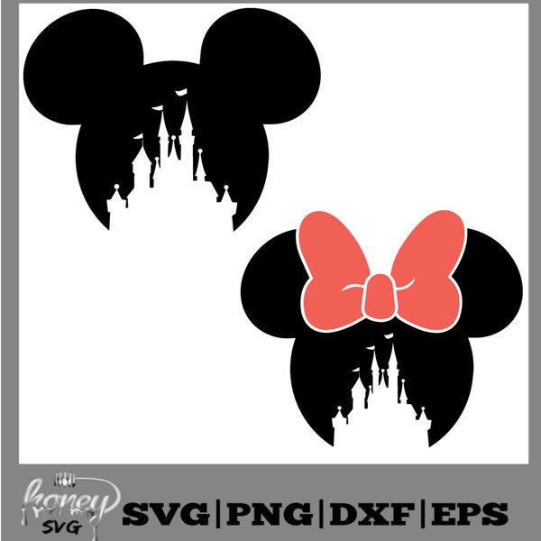 Mickey and Minnie Castle Ears-Mickey head svg, Minnie Mouse SVG,