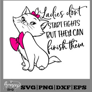 淑女は喧嘩を始めない SVG、マリー・ザ・キャット SVG、おしゃれキャット SVG、猫 SVG、マリー SVG