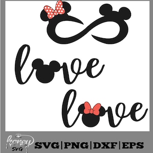 Amor de Mickey y Minnie Mouse, Infinito, Svg, Eps, Dxf, Png