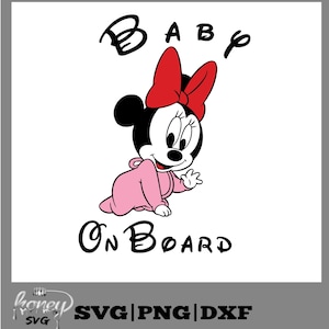 Baby on Board SVG Download Minnie Mouse Baby cut with Sillhouette or Cricut Vinyl Cutter