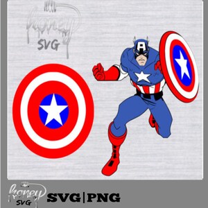 Captain America SVG, Captain America Digital Clip Art, supereroe svg, file PNG, file SVG per Silhouette Cameo, Scrapbook, avengers svg, dxf