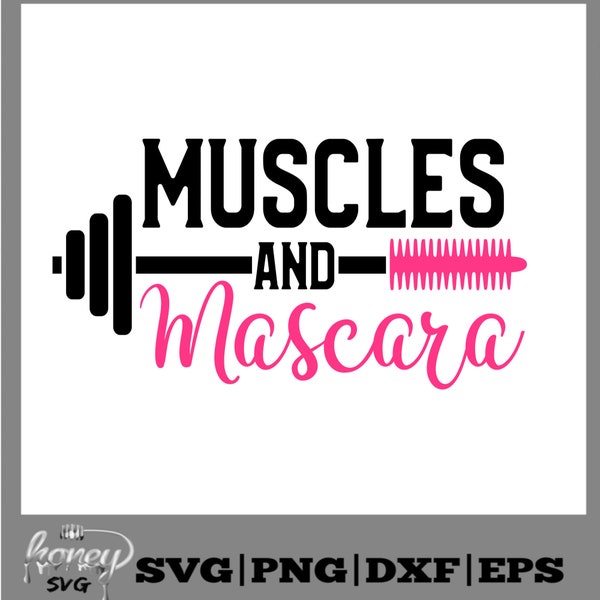 Muscles And Mascara Svg, Makeup Svg,MascaraSvg, Beauty Svg, Svg, Eps, Dxf, Png, makeup bag, salon, Beauty