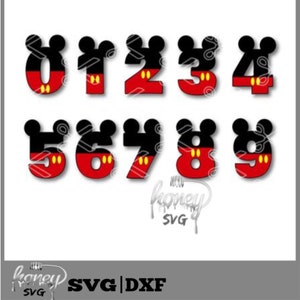 Numéros Mickey Mouse, svg, dxf