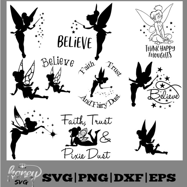 Tinkerbell SVG , Tinkerbell cut file, Tinkerbell Silhouette , vinyl cut svg, eps, Cricut, Silhouette, dxf,