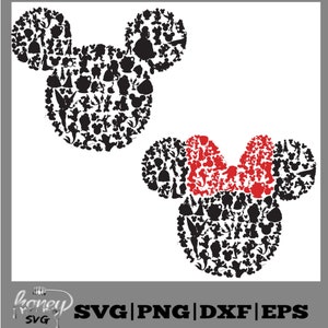 Tête de Mickey svg, SVG Minnie Mouse, fichier de coupe svg, utiliser comme clipart, camée silhouette, cricut, vinyle, tête de Mickey, tête de minnie