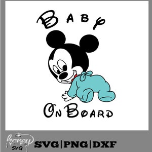Baby on Board SVG Download Mickey Mouse Baby cut with Sillhouette or Cricut Vinyl Cutter