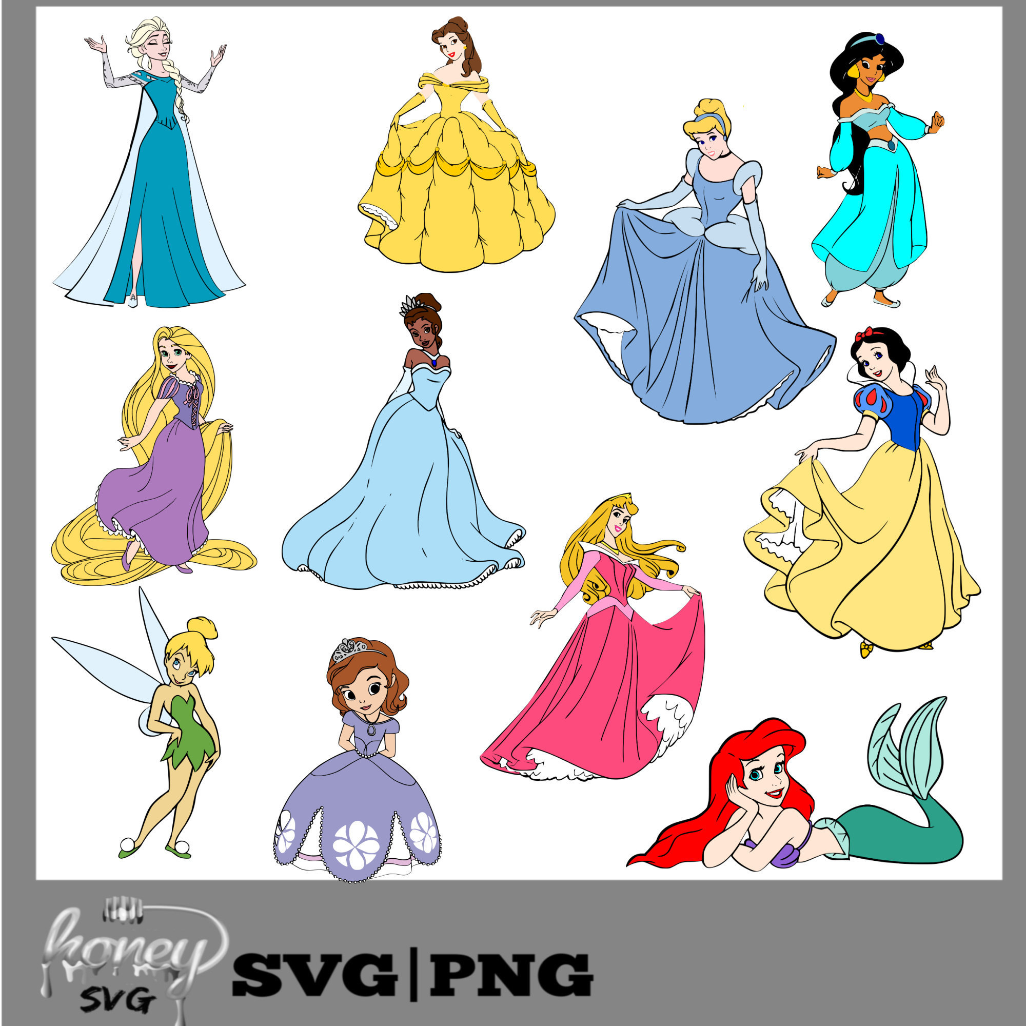 Disney Princess SVG Bundle Disney Svg Files Princess Svg  Etsy