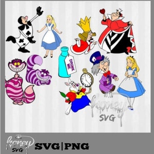 Alice in Wonderland Clipart, Alice in wonderland svg, Digital Clip Art, Alice in Wonderland birthday, alice svg, mad hatter svg, svg files
