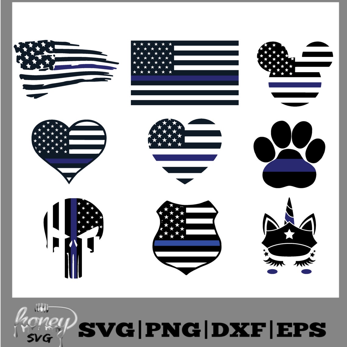 Thin Blue Line Bundle Svg, Dxf, Png, Back the Blue Svg - Etsy