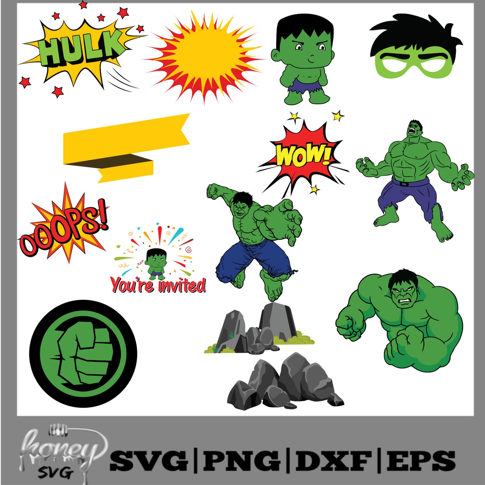 Download Hulk SVG Bundle/Hulk Mask/DIY Invitation/ T shirt design ...