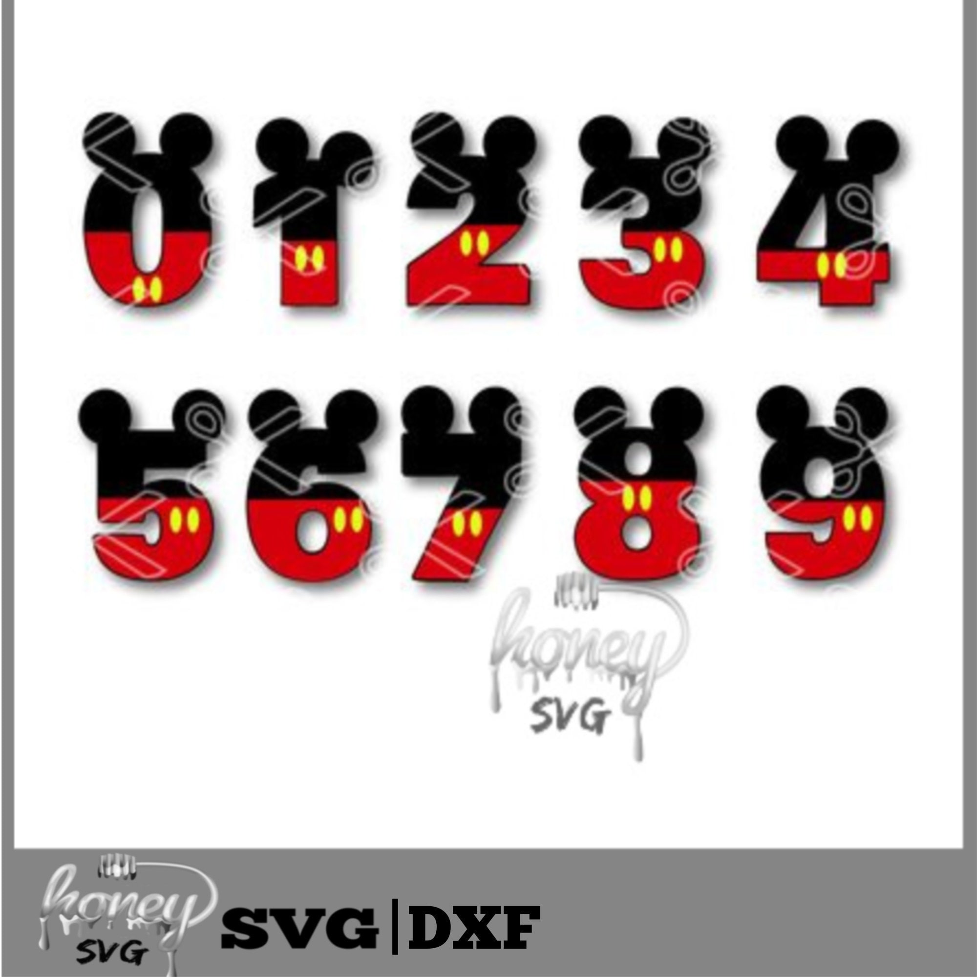 ミッキーマウスの数字、SVG、DXF - Etsy 日本
