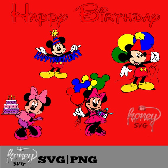 Download Mickey And Minnie Birthday Bundle Svg Files Clipart Mickey Etsy