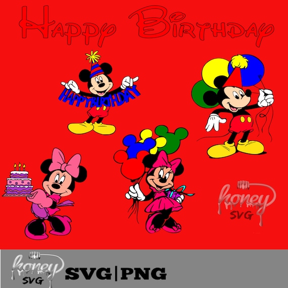 Download Mickey And Minnie Birthday Bundle Svg Files Clipart Mickey Etsy