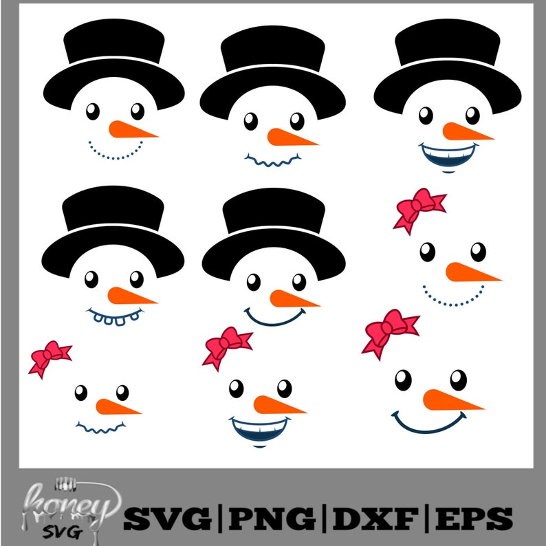 Snowman Face, Snow Woman Face, Christmas, Winter, Holidays Svg, Png ...