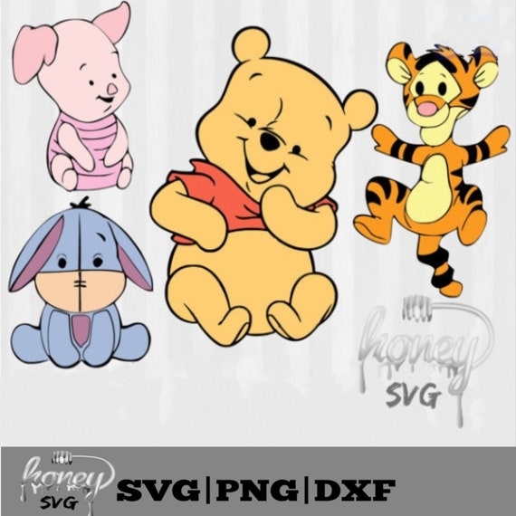 Bébé Winnie l’ourson et ses amis, bébé winnie l’ourson Clipart, bébé winnie  l’ourson SVG, fichiers SVG pour Silhouette Cameo, fichier de coupe cricut