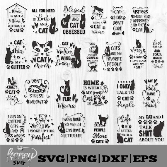 Cat SVG Bundle, dxf, png, eps, cut files – cat clipart