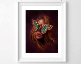 Whimsical Art Print - Moth Art - Noctilucence - Giclee Wall Art Print