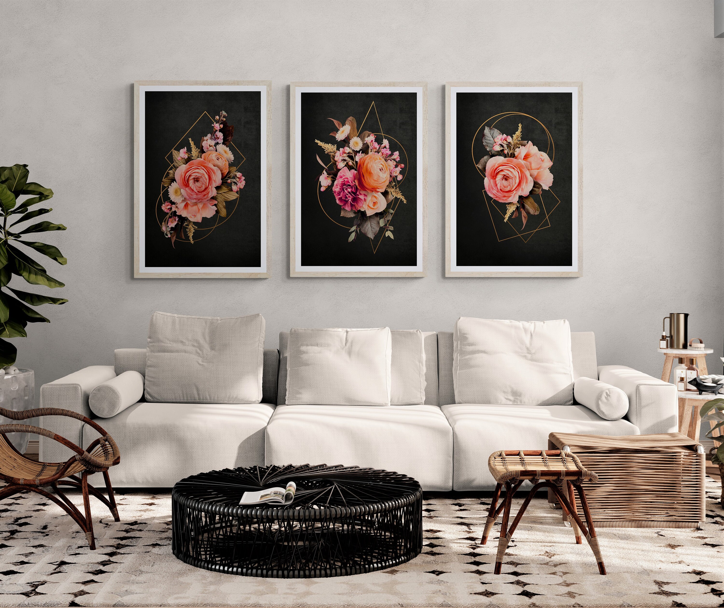Vintage Flower Wall Art Digital Art Print Set Art Deco Etsy UK