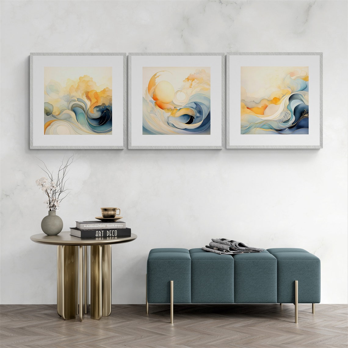 Contemporary Art Print Set, Abstract Art Prints, Set of 3, Watercolour