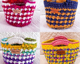 Small handcrafted crochet baskets | Multiple colours | Patterned Basket | Handmade | Home Decor + Storage | gift | Housewarming present