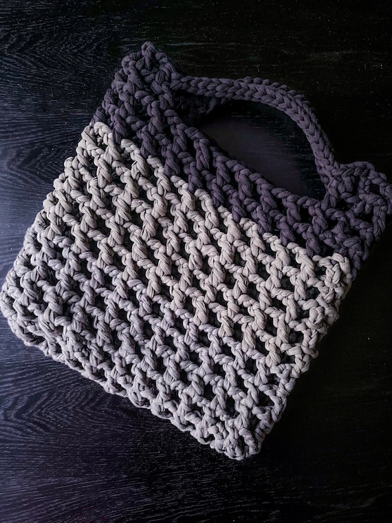 Borsa grande fatta a mano Nero e verde, salvia