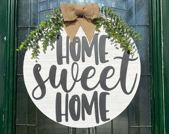 Home Sweet Home Sign | Front Door Sign | Welcome Sign | Farmhouse Door Sign | Front Door Decor | Housewarming Gift | Floral Front Door Sign