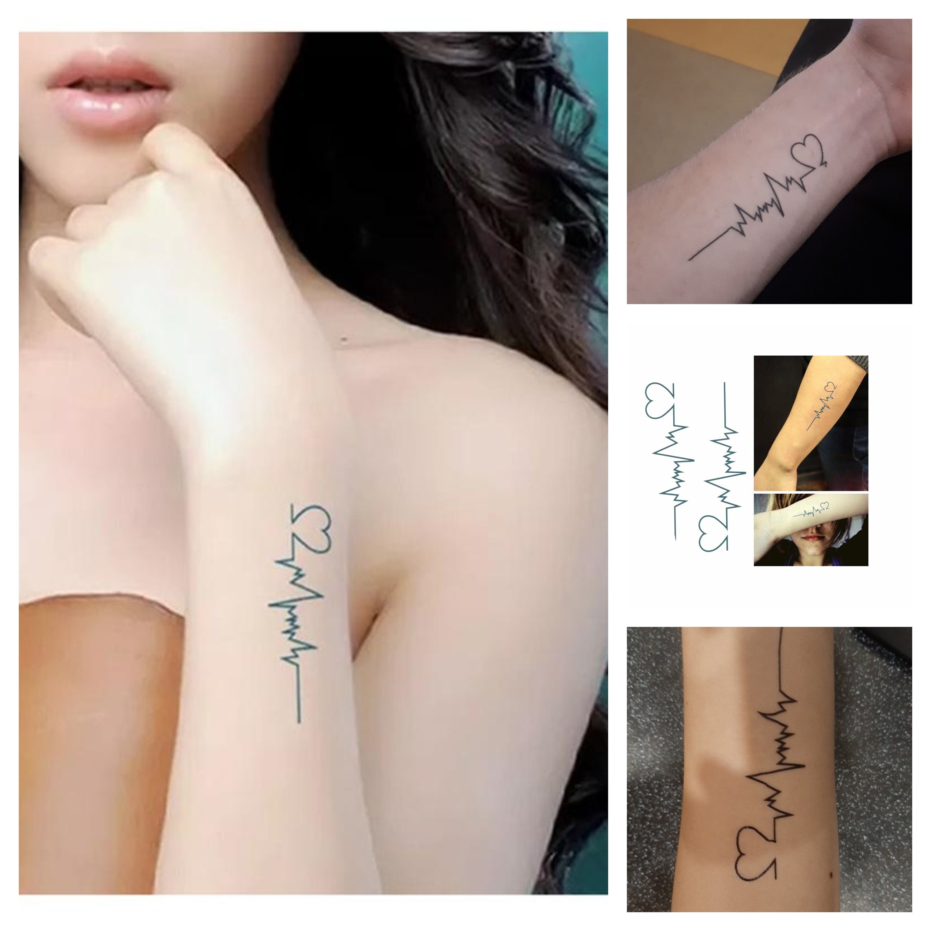 Heartbeat Heartline Love ECG Temporary Waterproof Tattoo - Etsy Heartbeat Heartline Love ECG Temporary Waterproof Tattoo - Etsy