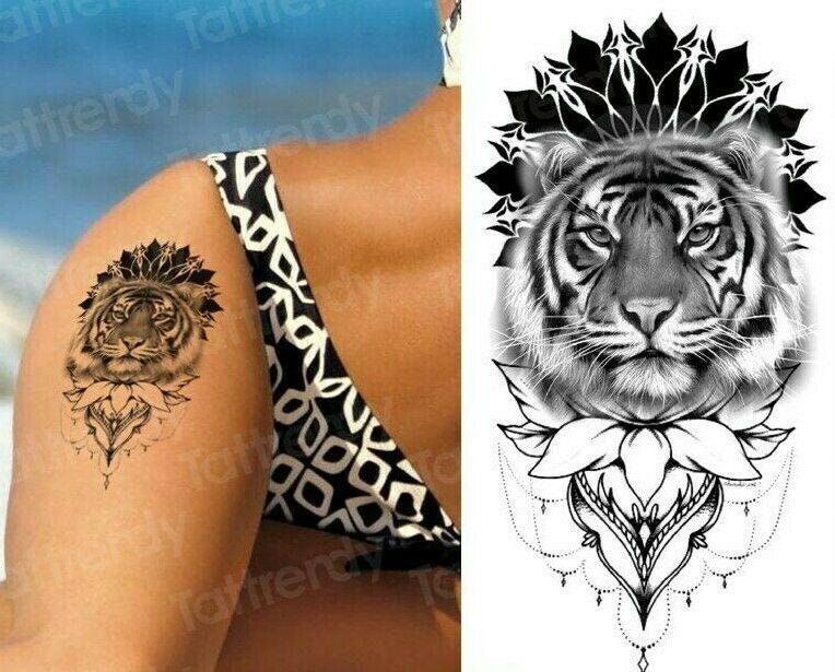 Tiger Mandala Flowers Temporary Tattoo Fake Sticker Womens - Etsy Ireland Tiger Mandala Flowers Temporary Tattoo Fake Sticker Womens - Etsy Ireland