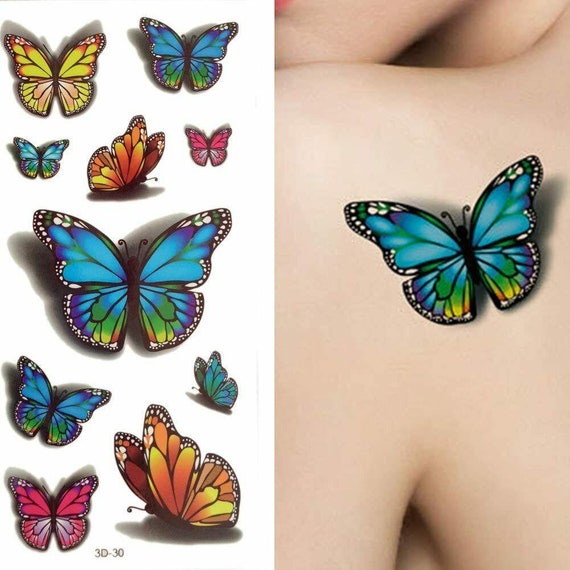radioactiviteit Pence Huiswerk maken 10x Vlinders 3D Veelkleurige Tijdelijke Tattoo Fake Sticker - Etsy Nederland