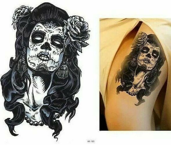 Canal relajarse Policía Día de muertos Rosa Zombie Tatuajes temporales Pegatina - Etsy España