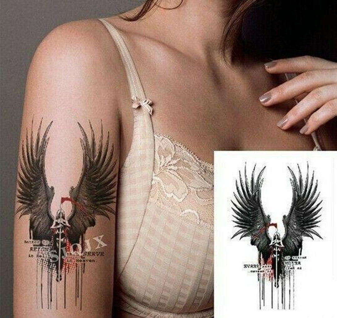 Goth Devil Angel Wings Heaven Hell Temporary Fake Tattoo picture pic