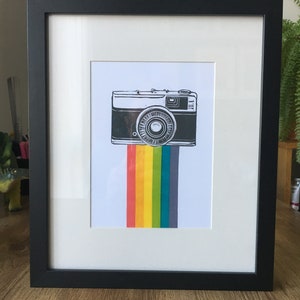 Classic Camera Original A5 Lino Print. Unframed. Colourful Rainbow Linocut image 4