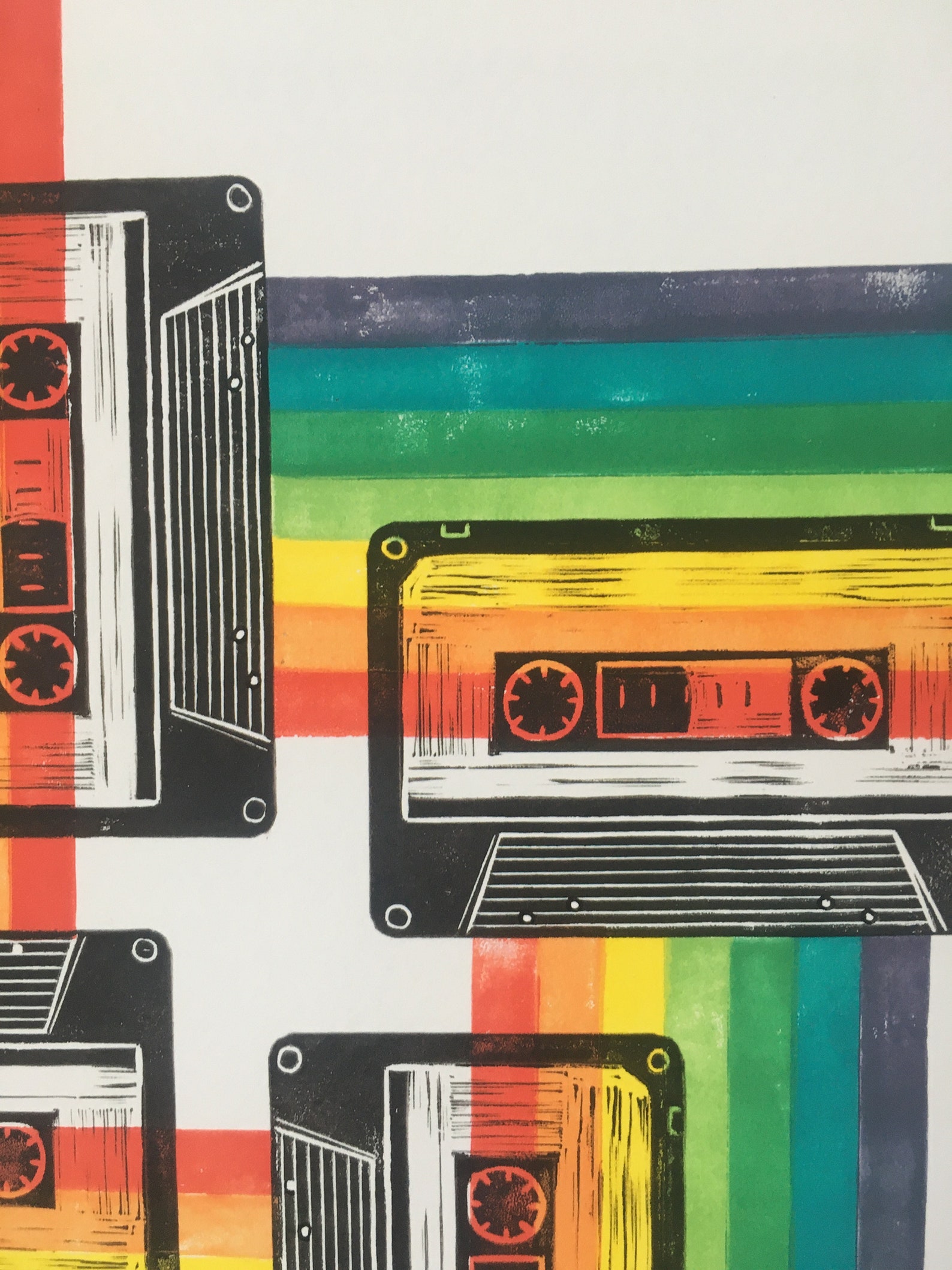 Rainbow Cassette Tape Wall Art Print. Giclee Reproduction of Etsy