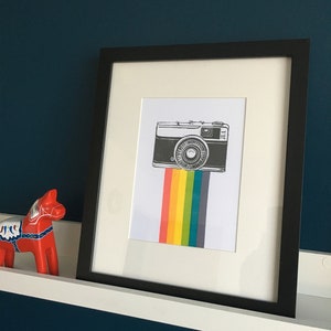 Classic Camera Original A5 Lino Print. Unframed. Colourful Rainbow Linocut image 3