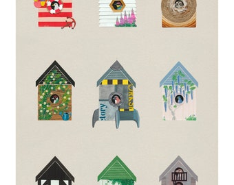 Birdhouse Collection Giclee Print. High Quality Digital Print. Unframed.