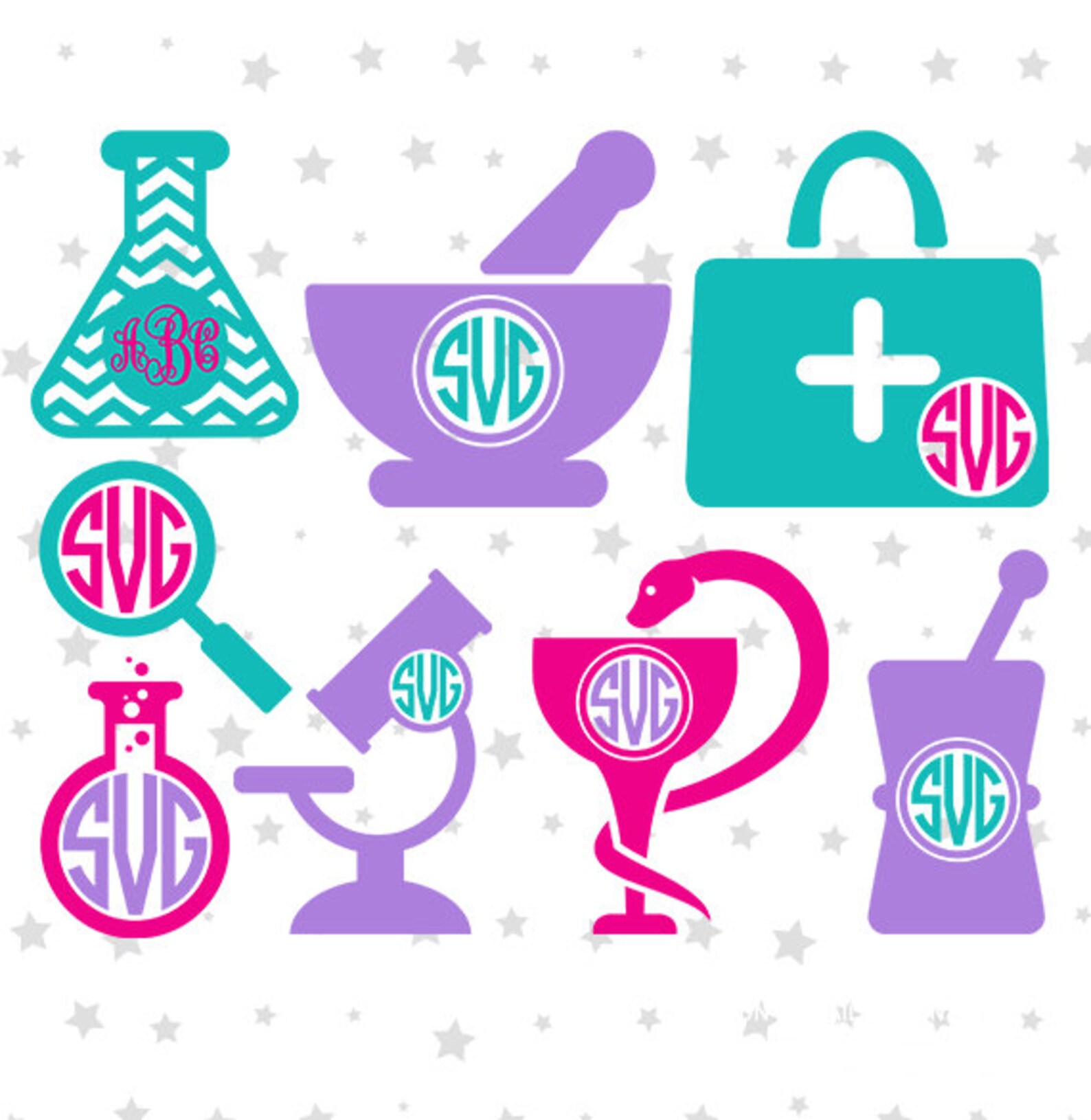 Medical monogram medical monogram SVG Digital Download for Etsy