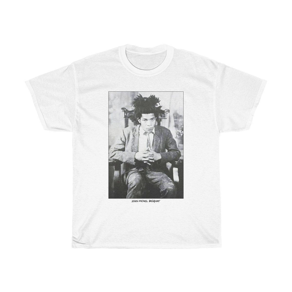 Jean-Michel Basquiat Dinosaur Shirt, Sweatshirt, Custom Ultra Cotton T-Shirt / White / Small