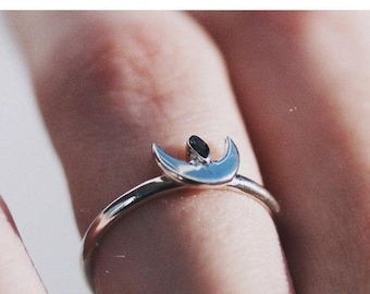 Moon Ring Red Garnet Ring Crescent Ring Adjustable Ring Moon Garnet Ring Half Moon Ring Hippie Ring,Boho Ring,925 Sterling Silver Ring