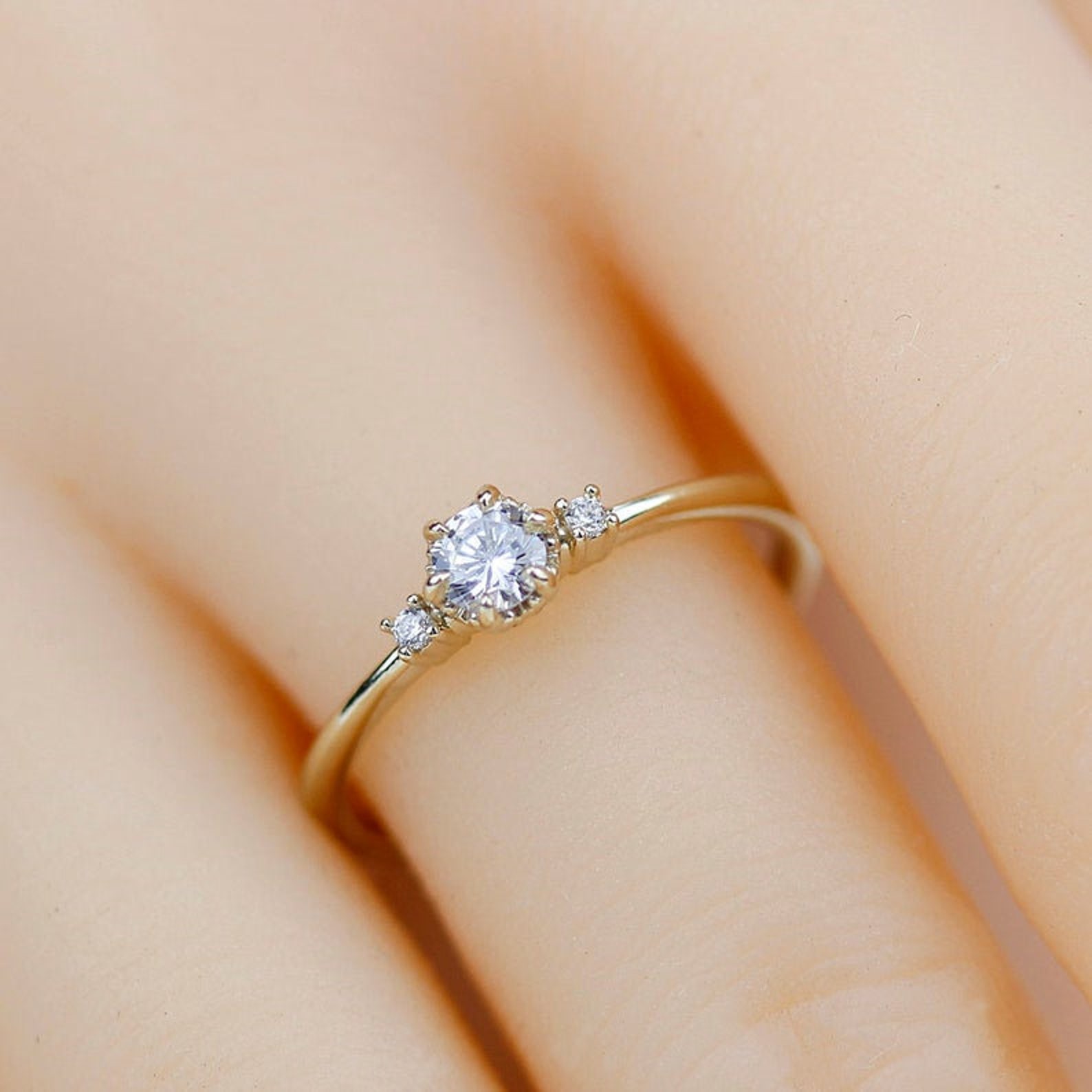 Simple Engagement Ring Delicate Engagement Ring Dainty Etsy