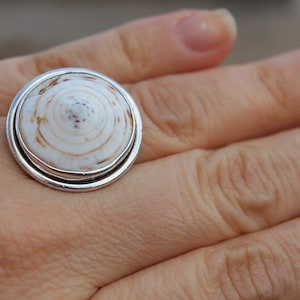 vintage Cone Shaped Round Swirl Spiraling Shell Silver 925 Anneau