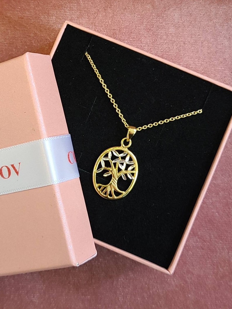 Gold Plated Tree of Life Oval shaped Pendant Sterling silver necklace 20 inches Constantinov