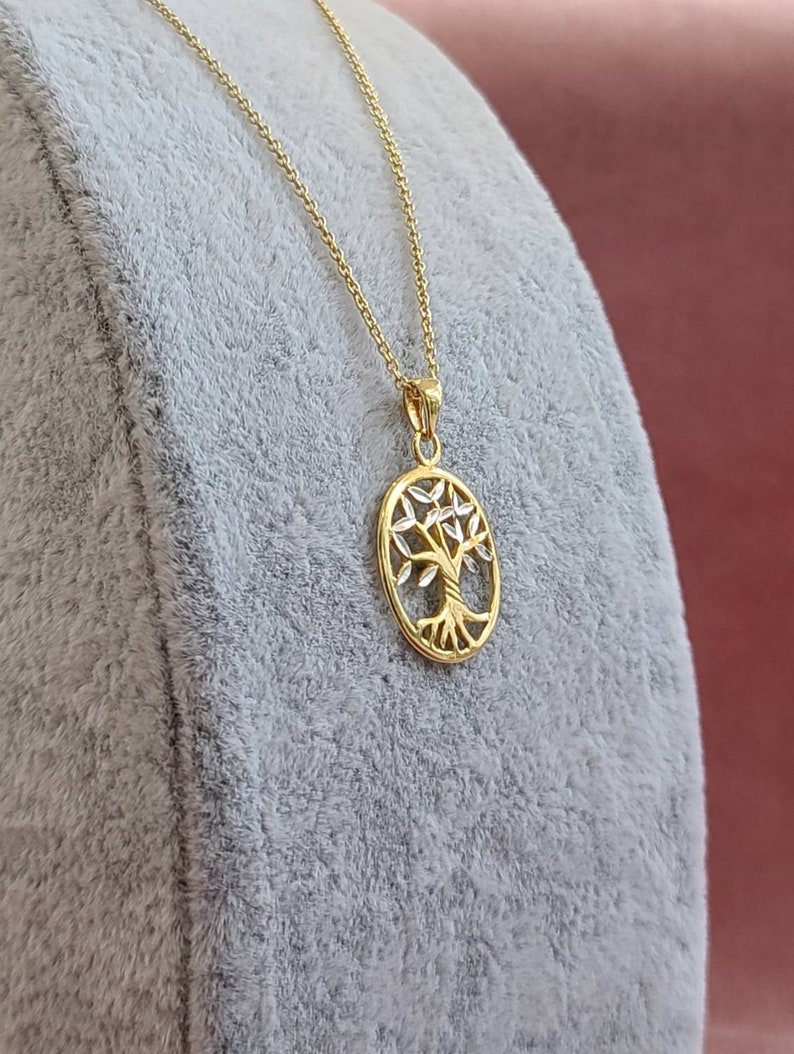 Gold Plated Tree of Life Oval shaped Pendant Sterling silver necklace 20 inches Constantinov
