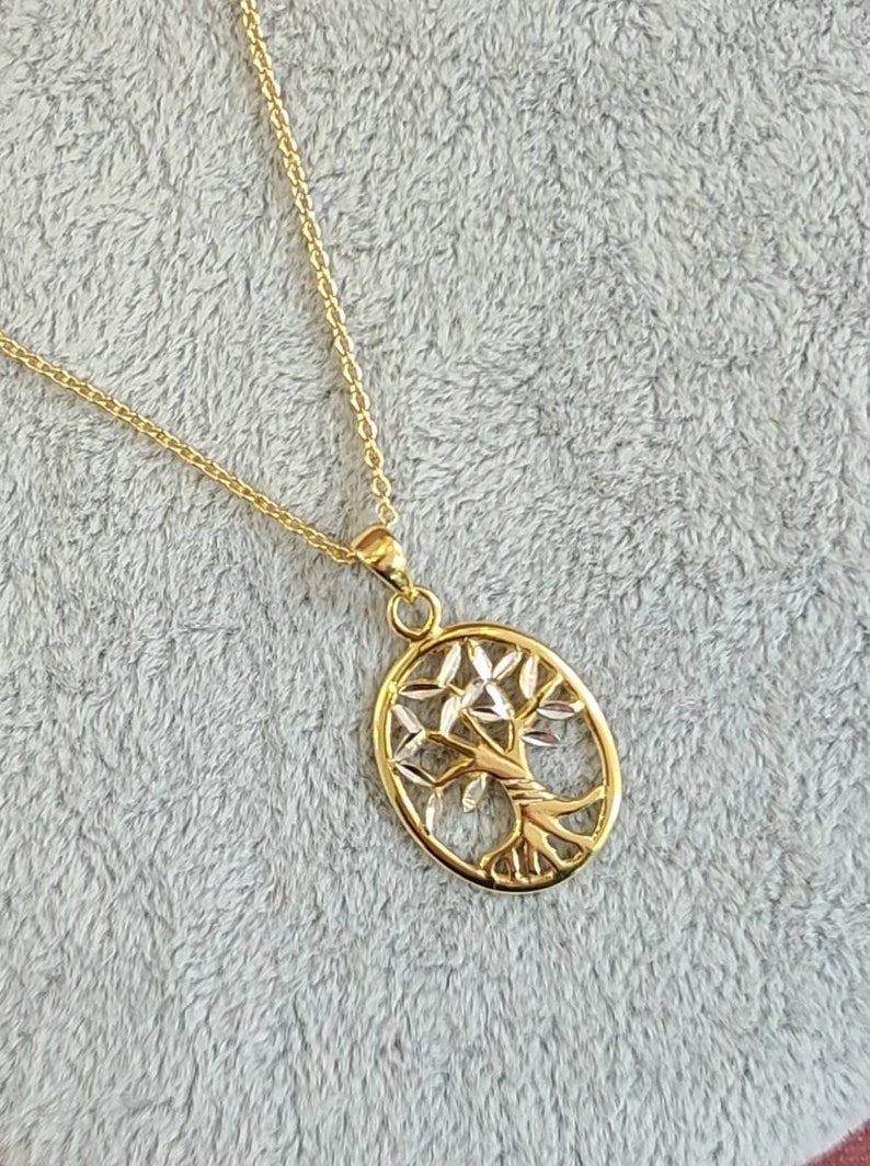 Gold Plated Tree of Life Oval shaped Pendant Sterling silver necklace 20 inches Constantinov