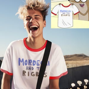 Mordecai and the Rigbys Ringer T-Shirt – Regular Show Cartoon Retro Style