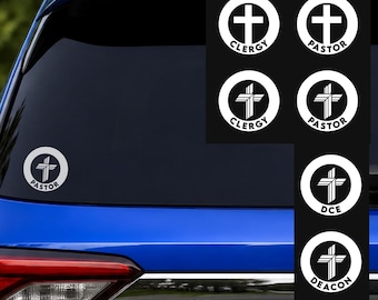 Autocollant personnalisé pour clergé - Pasteur, Diacre, Ancien, Croix latine ou LCMS